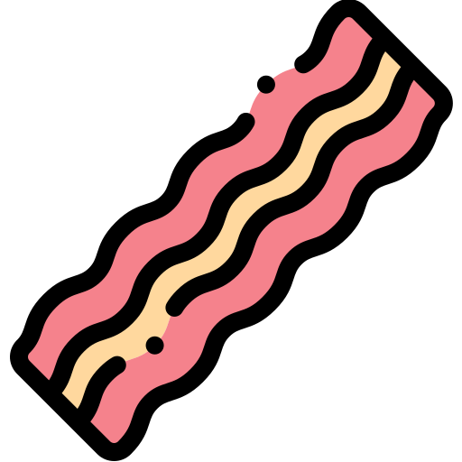 Bacon Detailed Rounded Lineal color Ícone