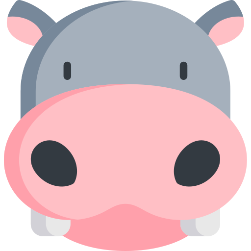 hipopotam Kawaii Flat ikona
