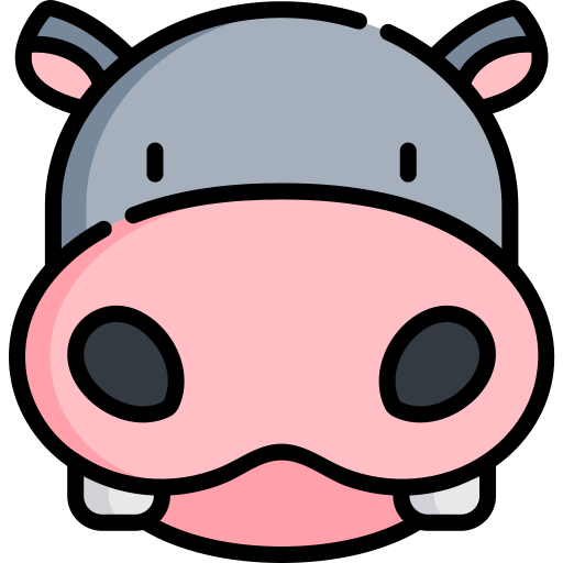 Hippopotamus Kawaii Lineal color icon
