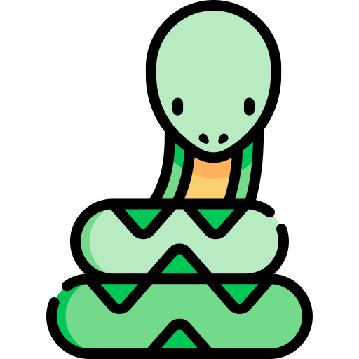 Serpiente Kawaii Lineal color icono