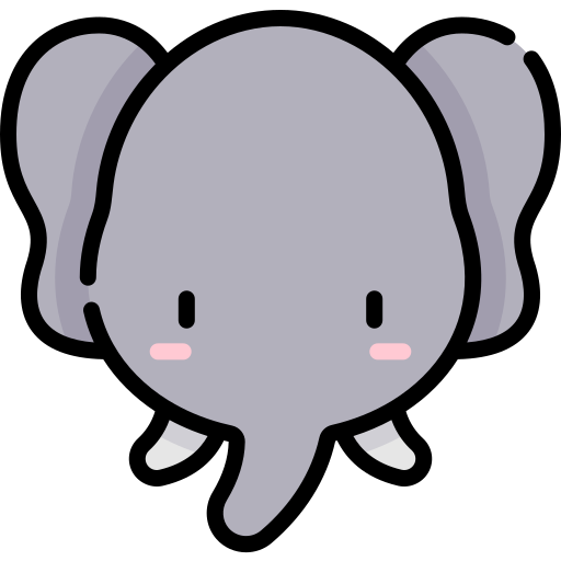 Elefante Kawaii Lineal color icono