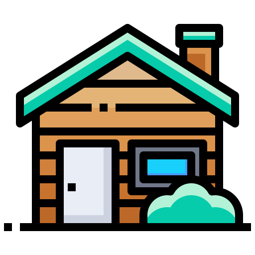 Wood house Justicon Lineal Color icon
