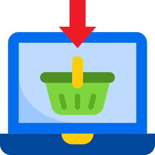 las compras en línea srip Flat icono