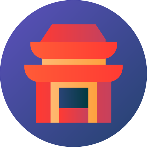 中国の寺院 Flat Circular Gradient icon