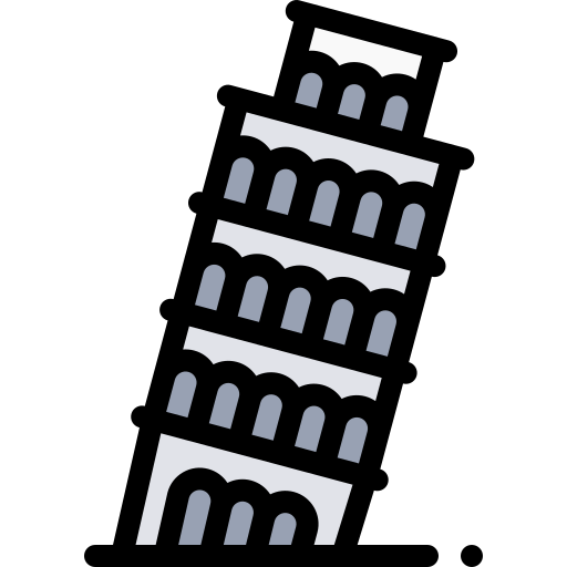 Leaning tower of pisa Detailed Rounded Lineal color icon