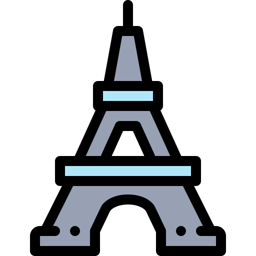 torre eiffel Detailed Rounded Lineal color icono