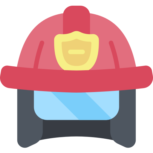 Casco de bombero Kawaii Flat icono