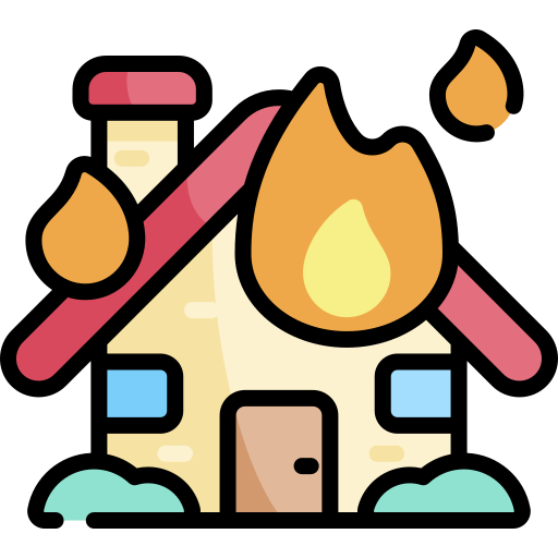 casa en llamas Kawaii Lineal color icono