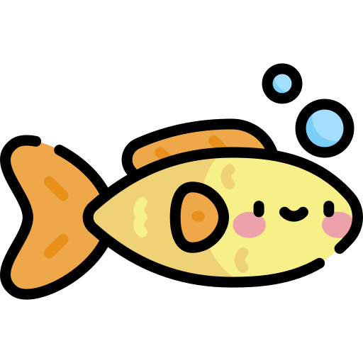 Pescado Kawaii Lineal color icono