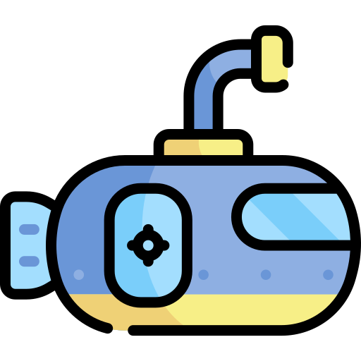 Подводная лодка Kawaii Lineal color иконка