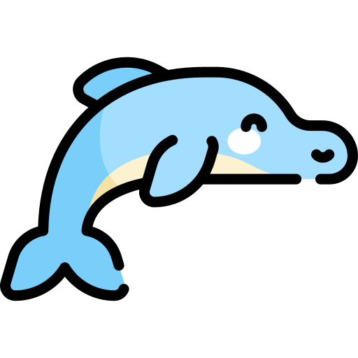 Delfín Kawaii Lineal color icono