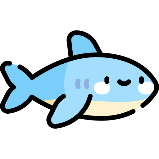 Tiburón Kawaii Lineal color icono