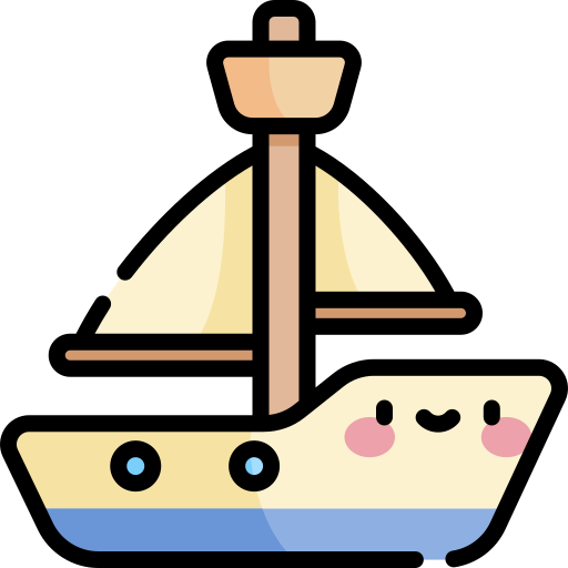 Barco a vela Kawaii Lineal color Ícone