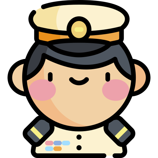 capitano Kawaii Lineal color icona