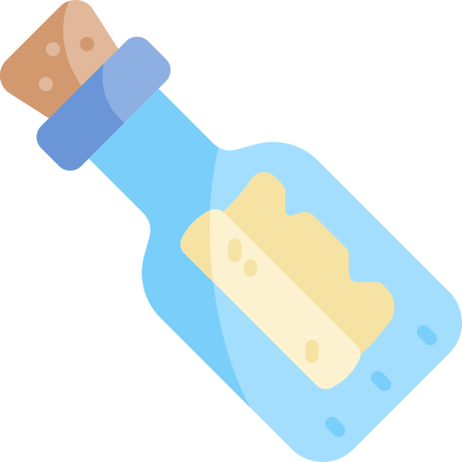 Mensaje en una botella Kawaii Flat icono