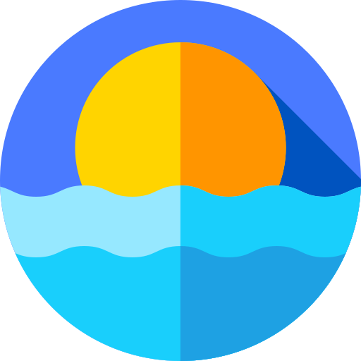 zachód słońca na plaży Flat Circular Flat ikona