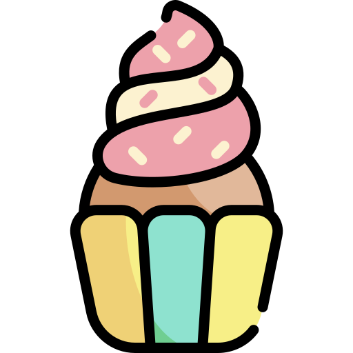 cupcake Kawaii Lineal color icoon