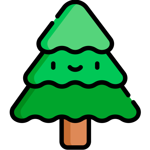 Pine tree Kawaii Lineal color icon