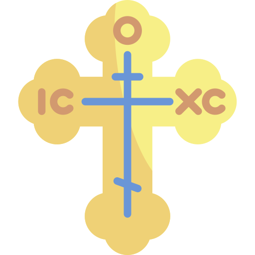 croce ortodossa Kawaii Flat icona