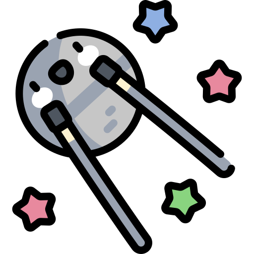 Sputnik Kawaii Lineal color icono