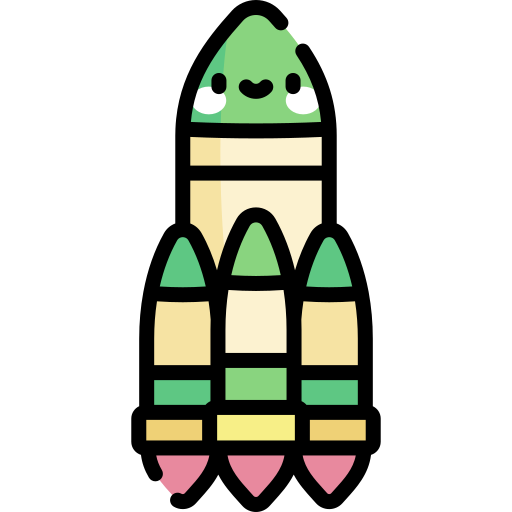 fusée Kawaii Lineal color Icône
