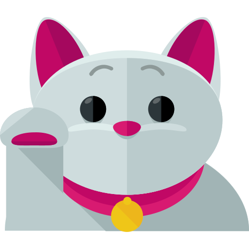 gato chino de la suerte Roundicons Flat icono
