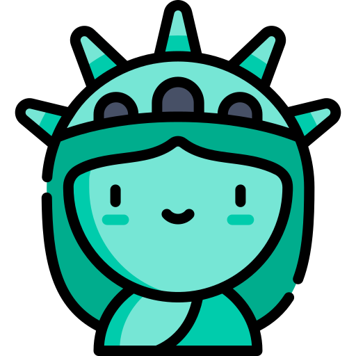 Statue of liberty Kawaii Lineal color icon