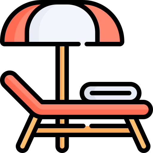 해변 의자 Kawaii Lineal color icon