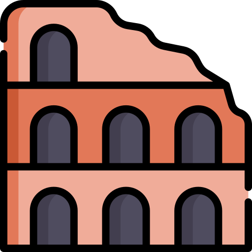 Coliseo Kawaii Lineal color icono