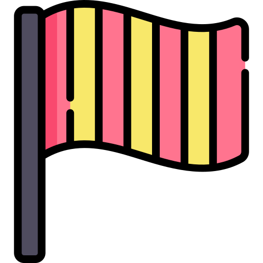 Bandeira de aviso Kawaii Lineal color Ícone