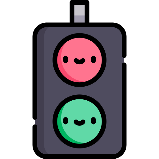 semafori Kawaii Lineal color icona