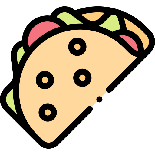 Taco Detailed Rounded Lineal color icono