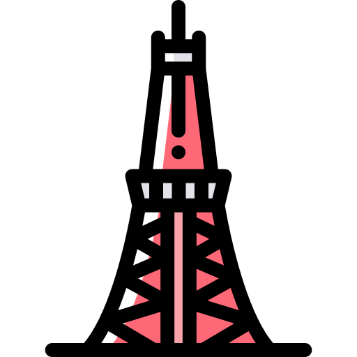 Tokyo tower Detailed Rounded Color Omission icon