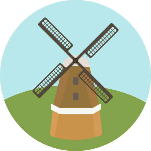 Kinderdijk windmills Roundicons Circle flat icon
