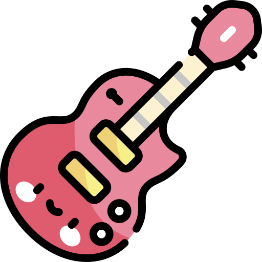 Guitarra eléctrica Kawaii Lineal color icono