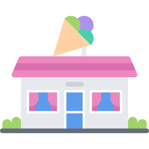 Ice cream shop Coloring Flat icon