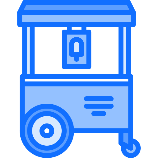 Ice cream cart Coloring Blue icon