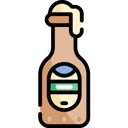 Cerveza Kawaii Lineal color icono