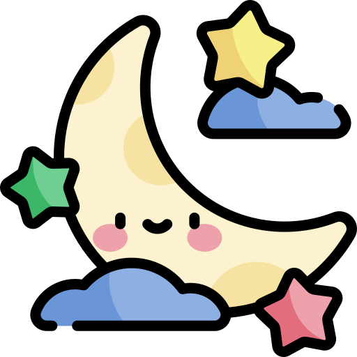 Luna Kawaii Lineal color icono