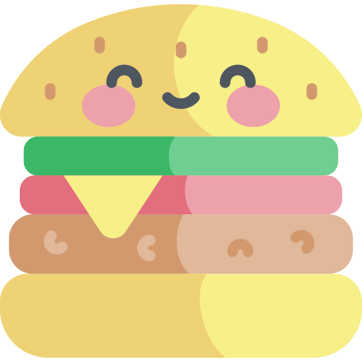 hamburger Kawaii Flat ikona