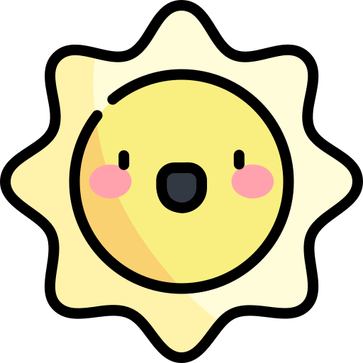Sol Kawaii Lineal color icono