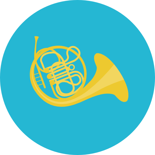 French horn Roundicons Circle flat icon