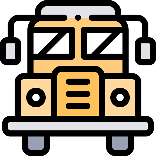 학교 버스 Detailed Rounded Lineal color icon