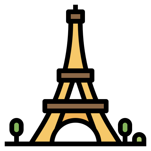 wieża eiffla mynamepong Lineal Color ikona