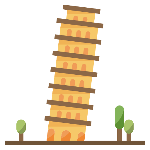 Leaning tower of pisa mynamepong Flat icon