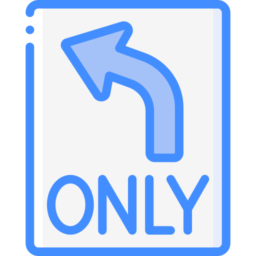Turn left Basic Miscellany Blue icon