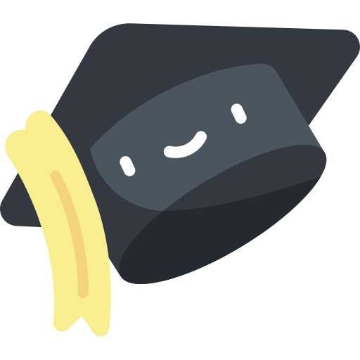 Graduation cap Kawaii Flat icon
