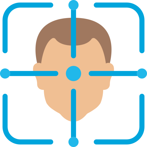 Facial recognition Juicy Fish Flat icon