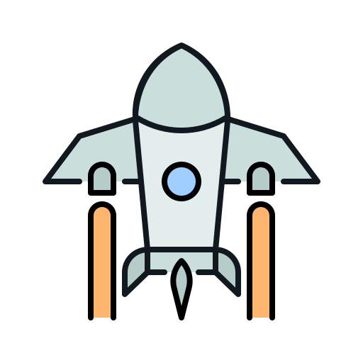 Space ship launch bqlqn Lineal Color icon