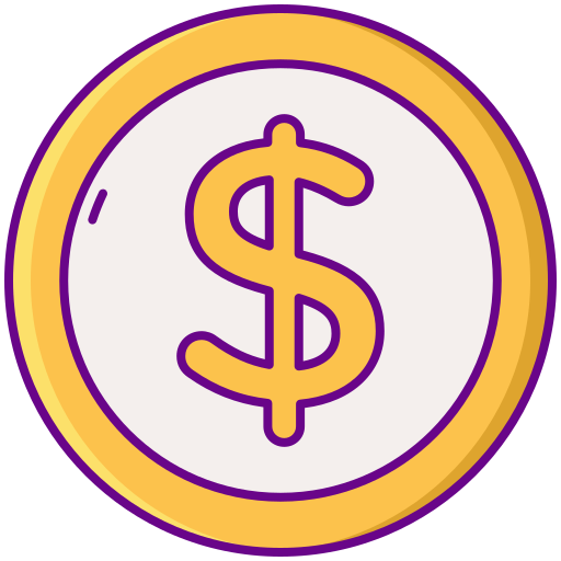 moneta dolara Flaticons Lineal Color ikona